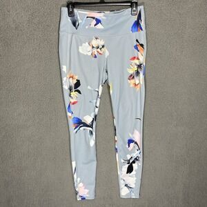 Athleta Women's Sz M Paradise Floral High Rise Chaturanga Leggings Light Blue